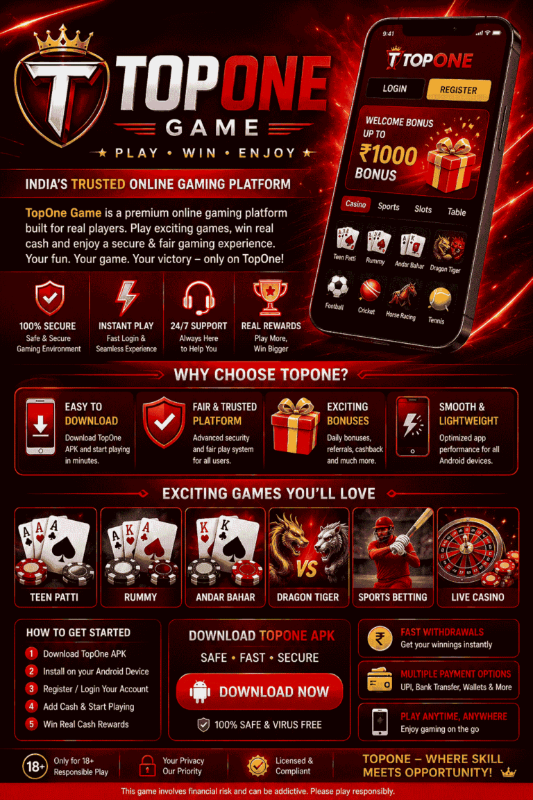 TopOne Game APK Download for Android with secure login and latest features