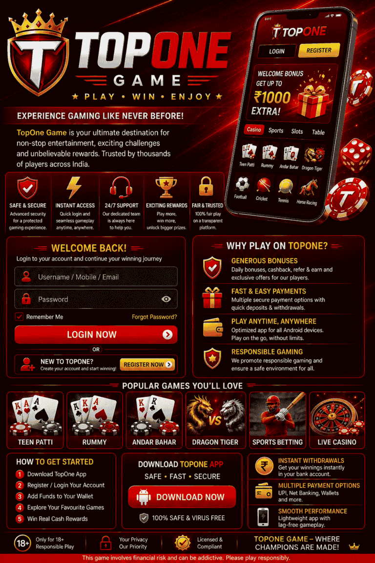 "TopOne gaming platform interface showing various card games, slots, and dice games on mobile screen with colorful casino-style graphics and play-to-earn features"